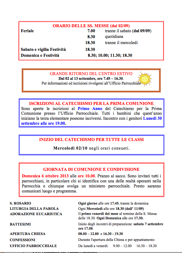 Settembre calendario