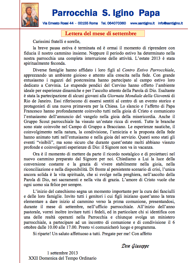 Settembre lettera